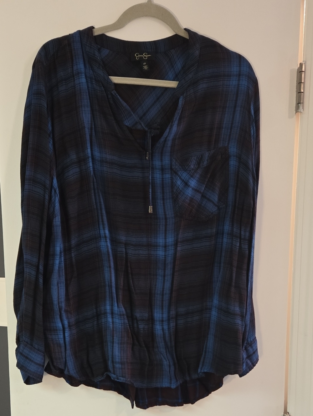 Jessica Simpson Blue Plaid Button-Down Shirt